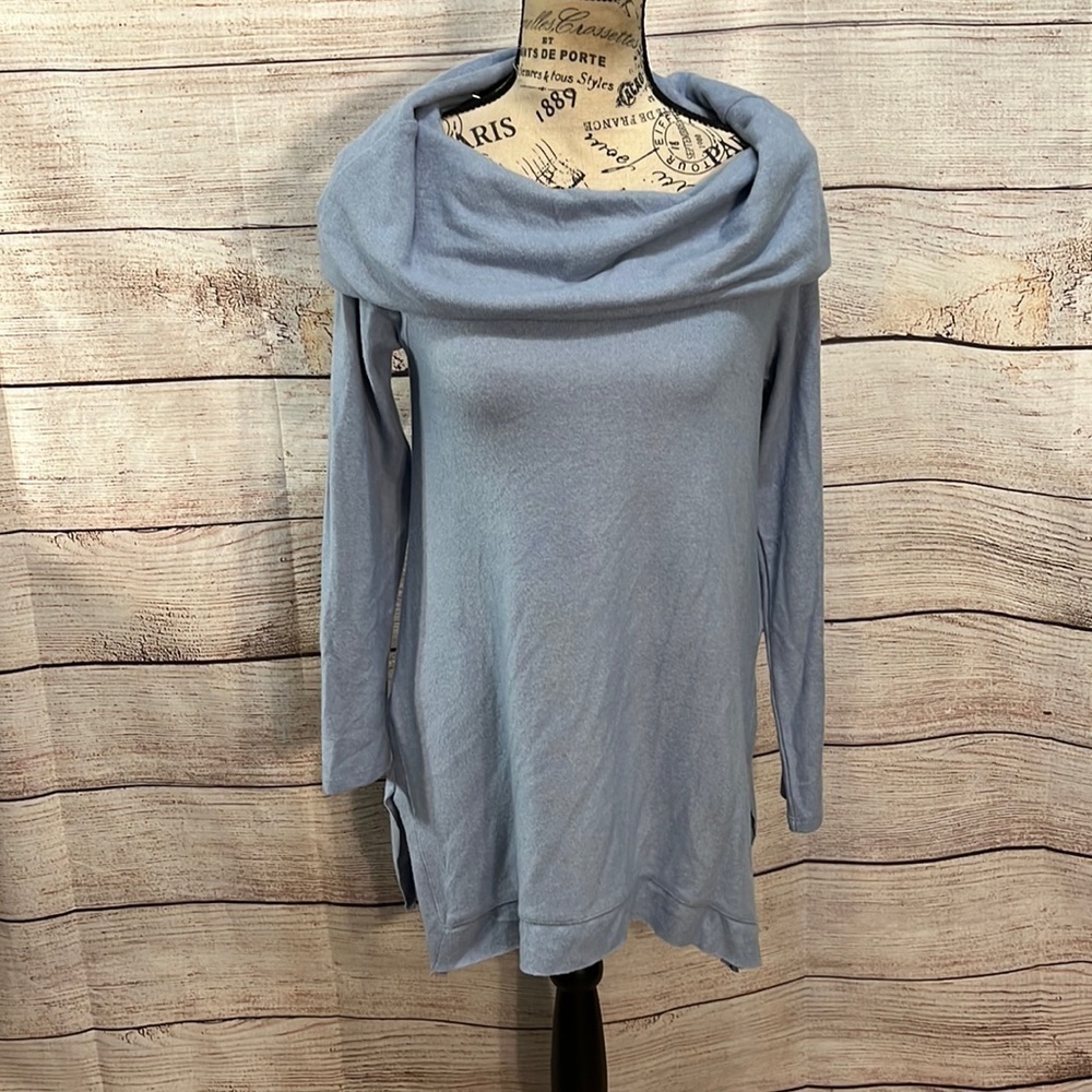 Soft Surroundings B’Call Tunic Top Cowl Neck NWT Blue Size XS Petite So Soft